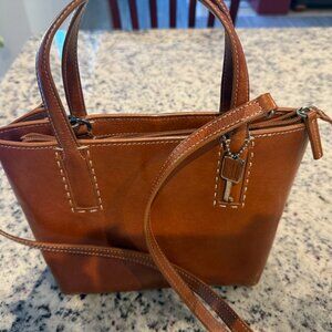 Fossil Vintage Brown Leather Double Handle / Crossbody Purse